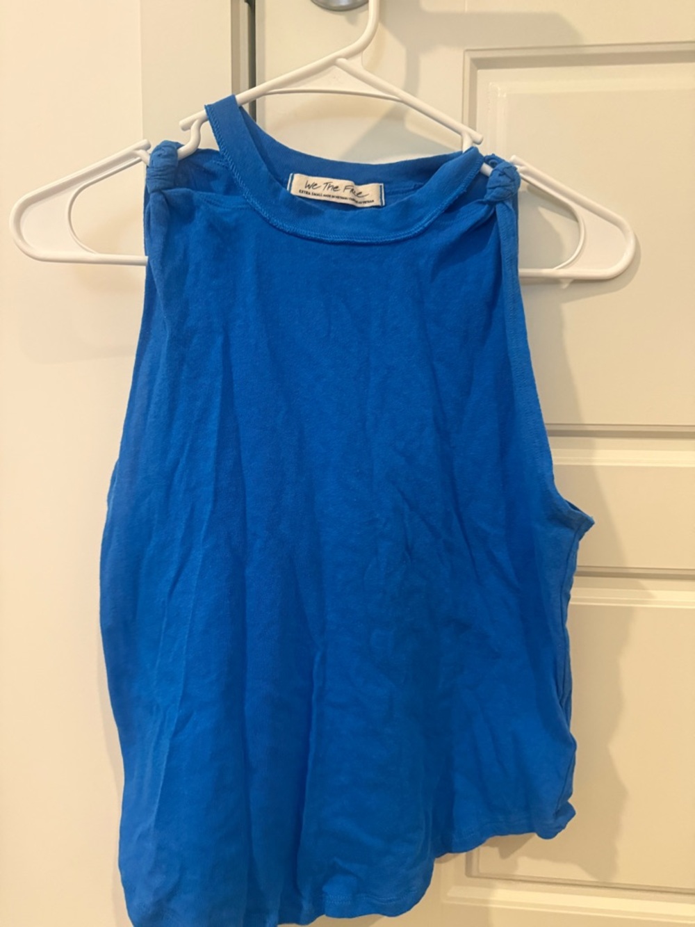 We The Free Bright Blue Knotted Strap Tank